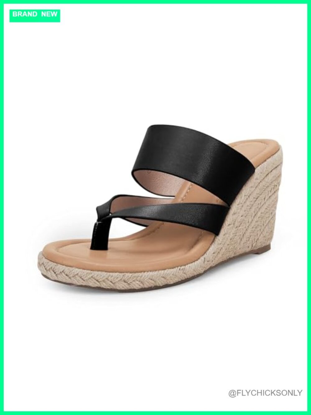 Platform Espadrille Wedge Sandals Faux Leather Thong Slip On Summer Slides